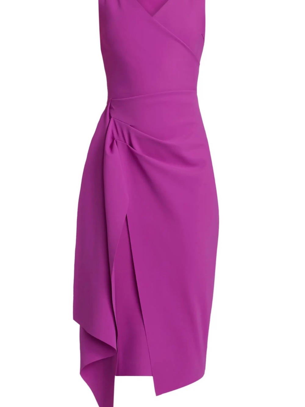 Chiara Boni Fuchsia Draped Surplice Midi Dress